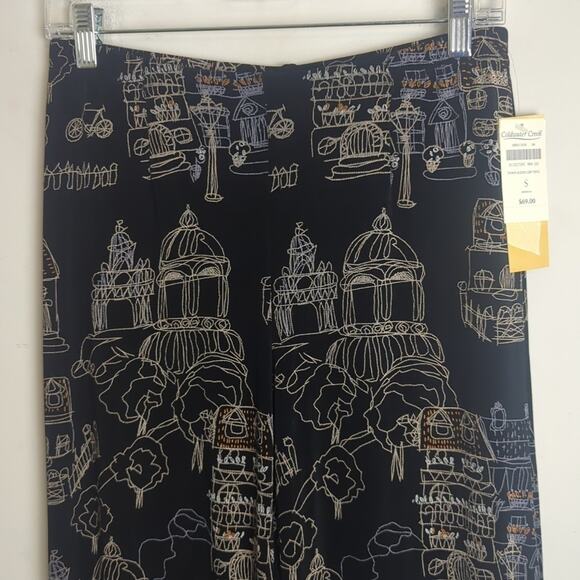 Vintage NWT Art to Wear Town Scene Capri Travel KnitElastic Pants Women's Small - Picture 2 of 9